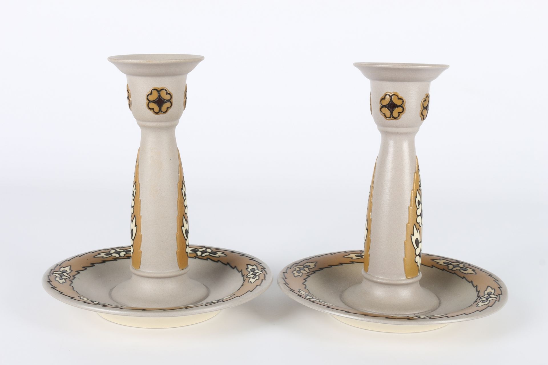 Mettlach Leuchterpaar, pair of candlesticks, - Image 2 of 3