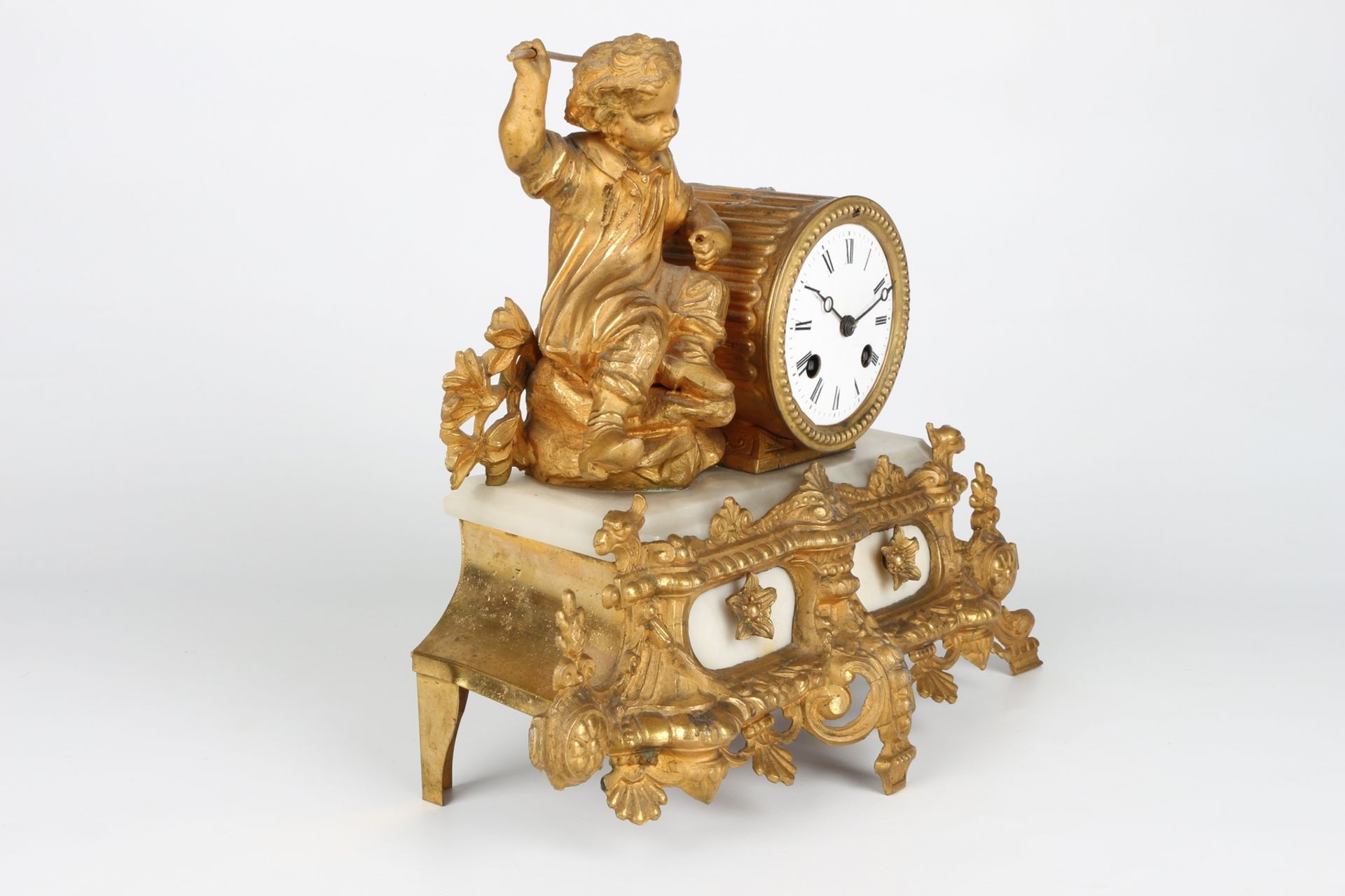 Kaminuhr mit Jüngling, Frankreich um 1900, french mantel clock ca. 1900, - Image 3 of 5