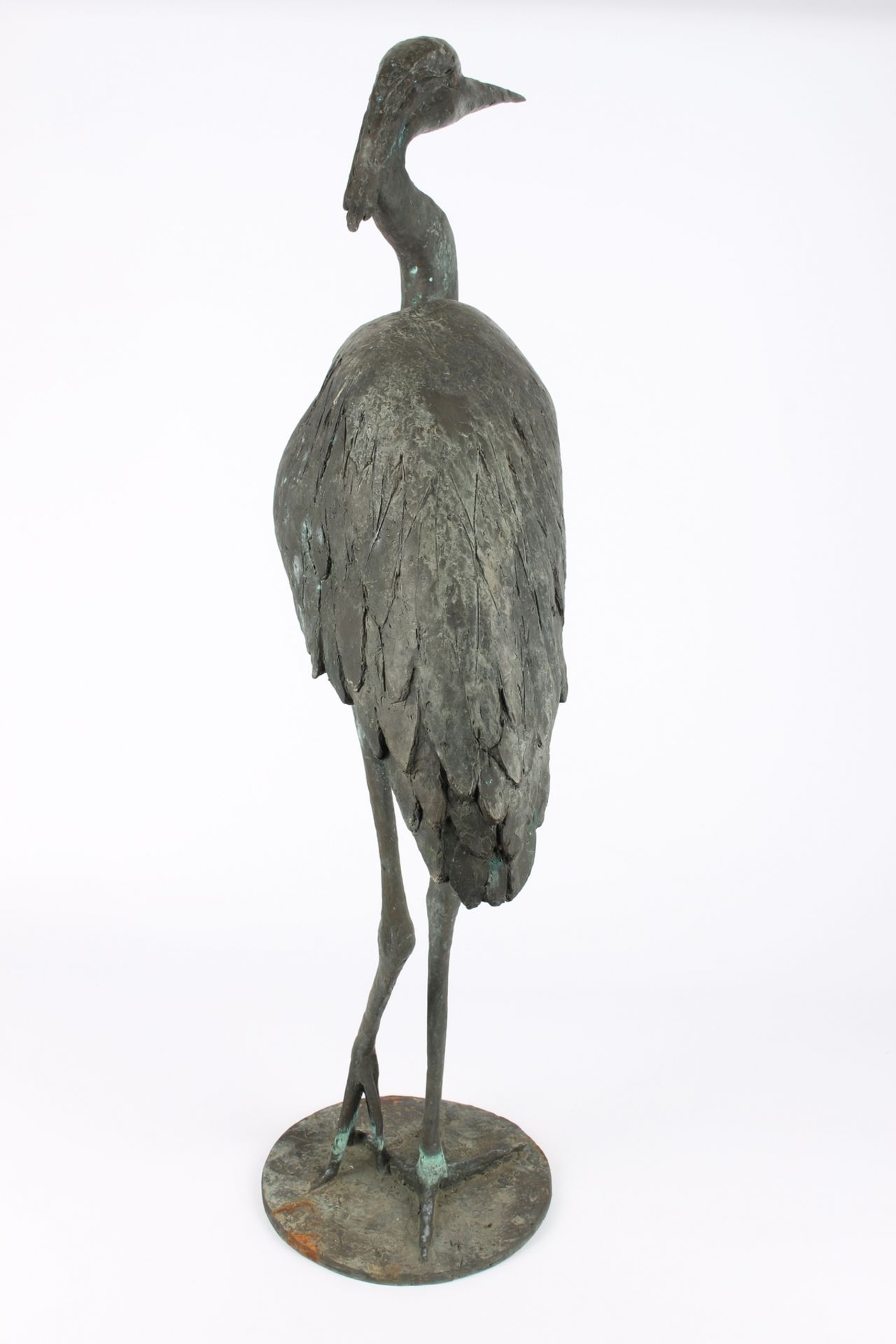 Monogrammist HD, großer Bronze Gartenfigur Reiher, huge garden sculpture heron, - Image 5 of 8