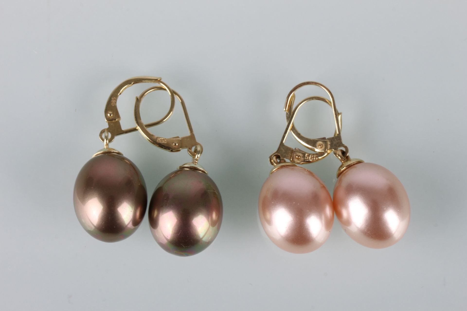 5 Paar 585 Gold Ohrringe, 585 gold earrings, - Bild 3 aus 5