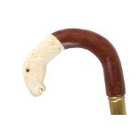 Spazierstock Elfenbeingriff mit Pferdekopf um 1920, walking cane ivory with horse,