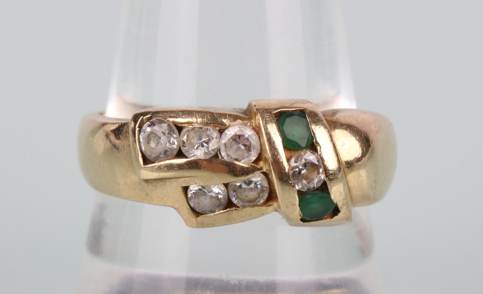 585 Gold Ring mit Brillanten und Smaragden, gold diamond ring,