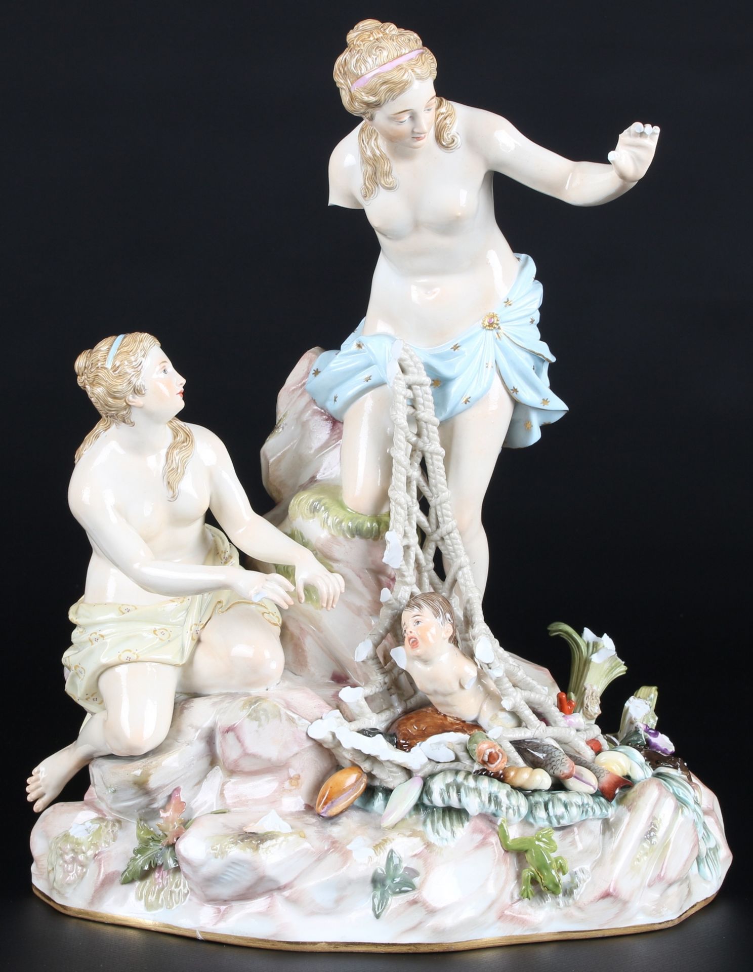 Meissen Allegorien Figurengruppe Tritonenfang, figure group capture of the tritons,