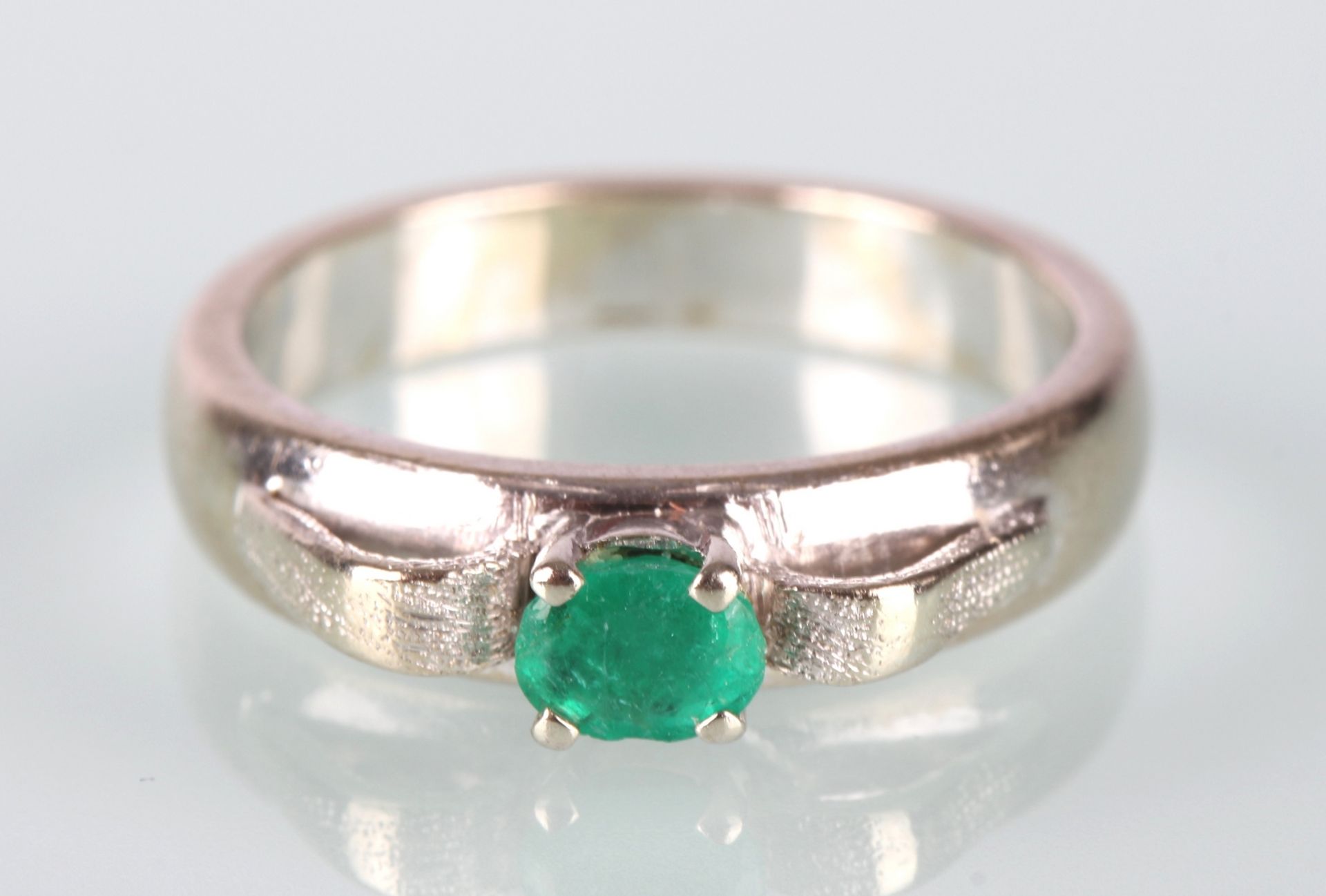 585 Gold Smaragd Ring, 14K gold ring,