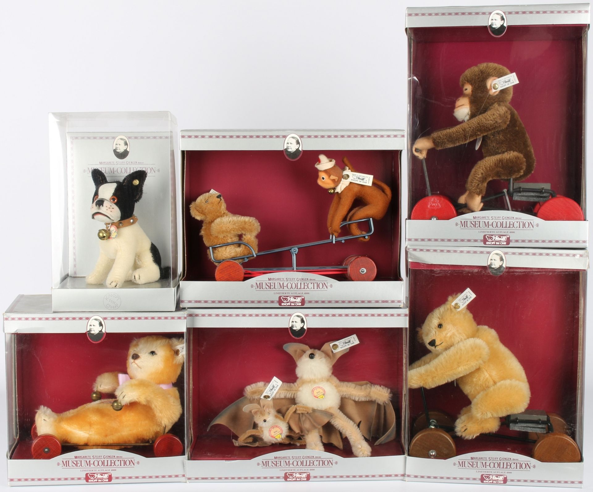 Steiff Konvolut von 6 Stofftieren, Museum-Collection, Steiff stuffed animals,