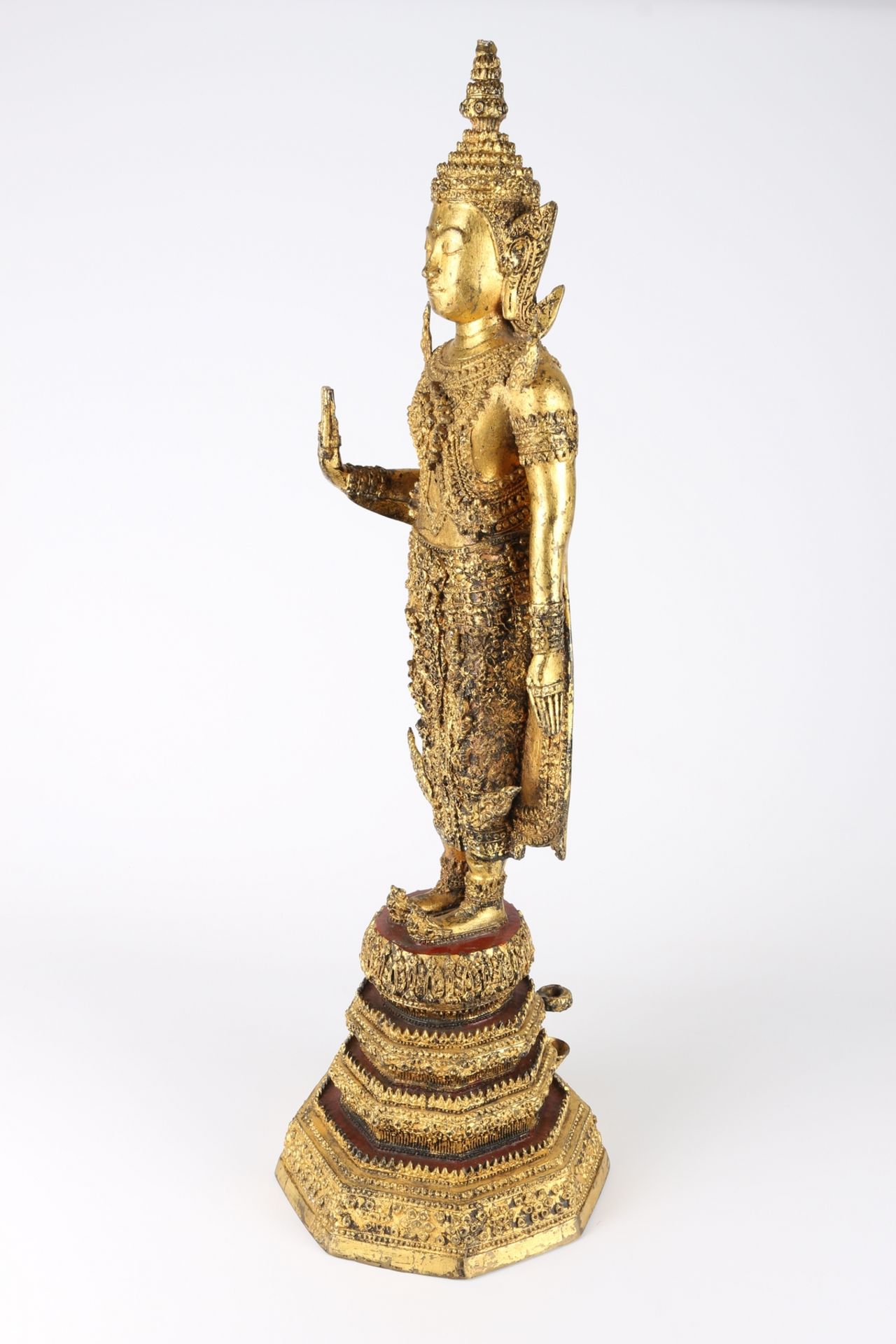 Thailand Bronze stehender Bronze Buddha, bronze standing buddha sculpture, - Image 2 of 5