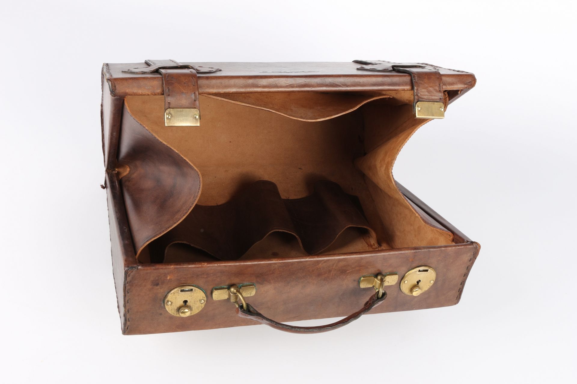 Italienischer Design-Lederkoffer, italian vintage leather suitcase, - Image 6 of 7