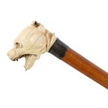 Spazierstock Horngriff mit Hundekopf, walking cane with dog face,