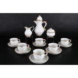 Meissen Schwanendessin Mokka Kaffeeservice für 6 Personen, mocha coffee service for 6 pers.,