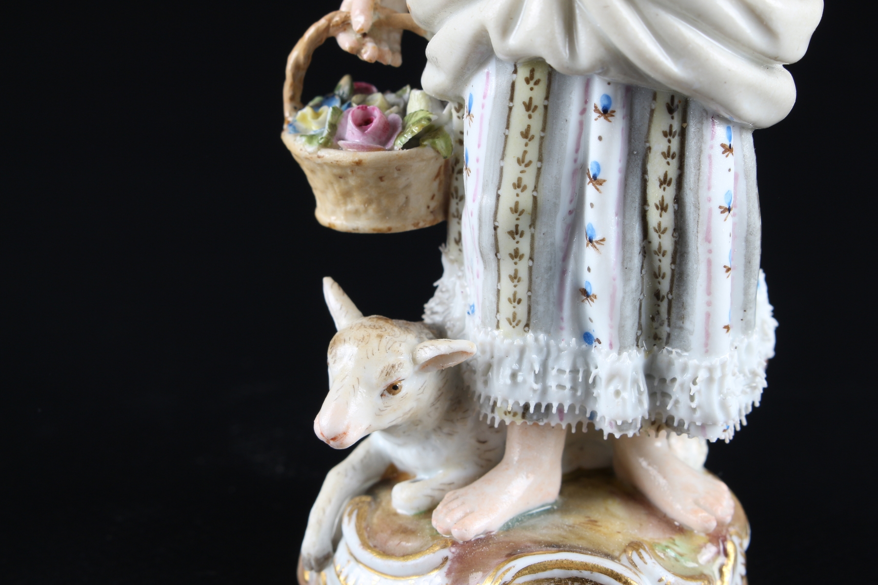 Meissen Gärtnerkind mit Schaf, gardeners child with sheep, - Image 6 of 8