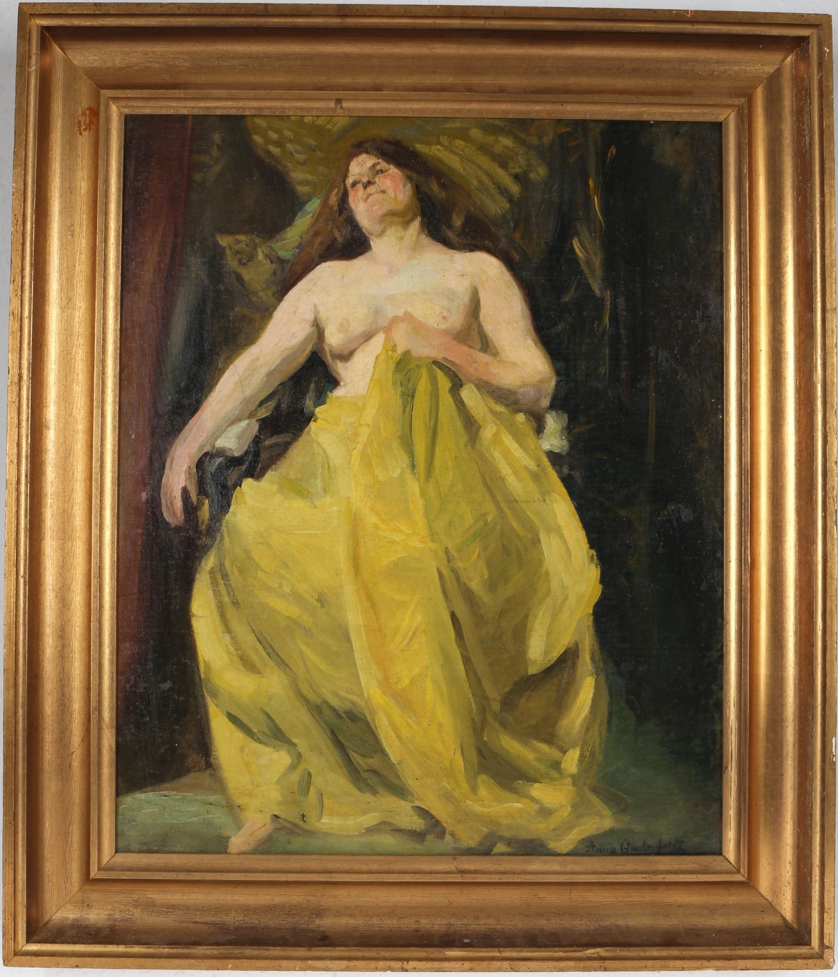 Anna Quedenfeldt (*1868 Lötzen/Giżycko) sitzender Frauenakt mit Decke, sitting nude act, - Image 2 of 4