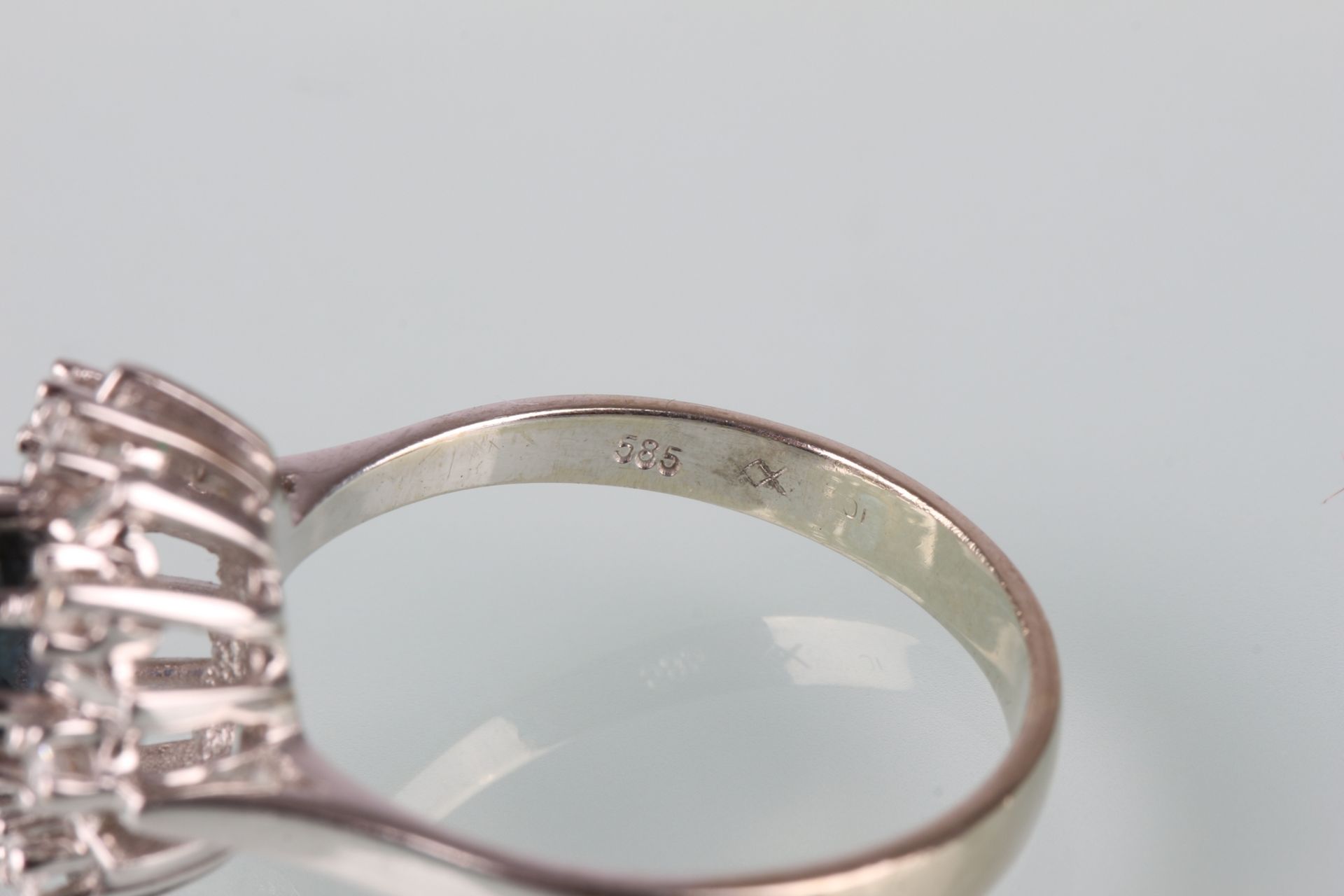 585 Gold Saphire Ring mit Brillanten, 14K gold sapphire diamond ring, - Bild 6 aus 6