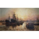Charles John De Lacy (1856-1929) Londoner Hafenansicht, harbour view,