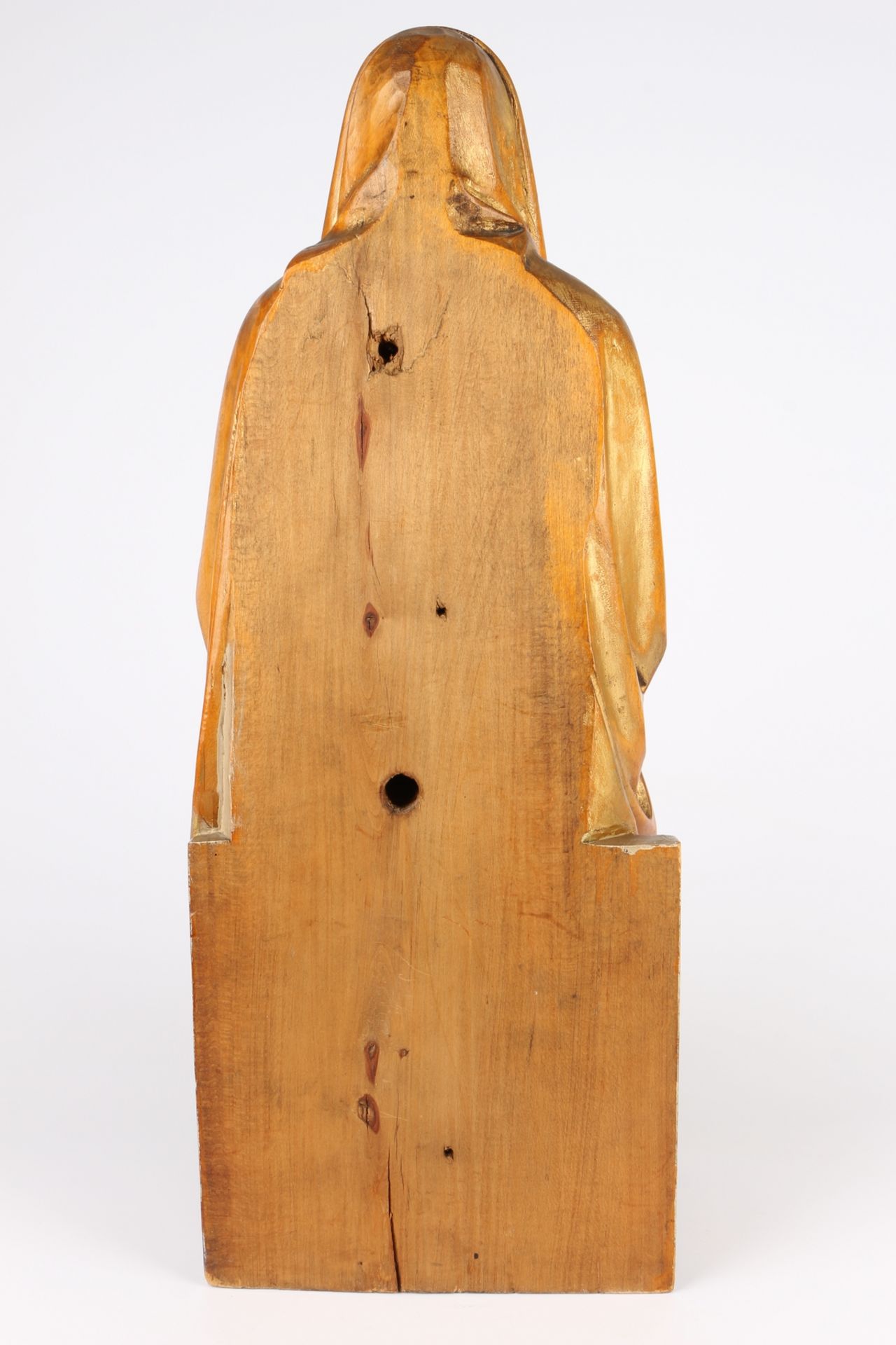 Große Heiligenfigur mit Schriftrolle, wooden saint figure, - Image 4 of 5