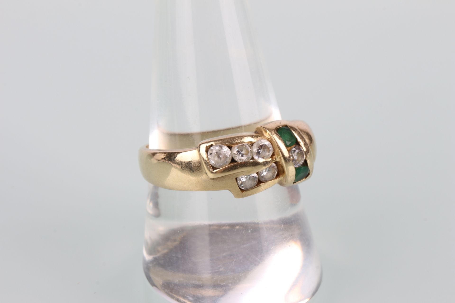 585 Gold Ring mit Brillanten und Smaragden, gold diamond ring, - Bild 2 aus 5