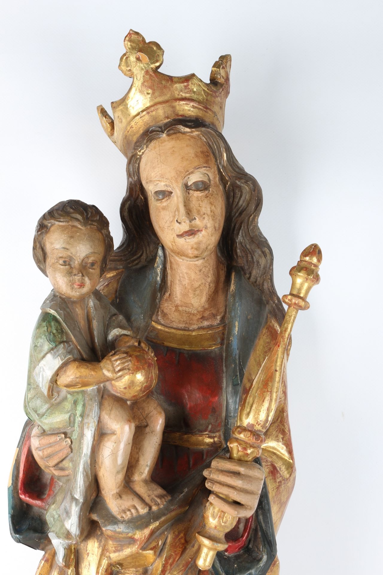 Große Heiligenfigur Madonna auf Sockel, large figure of Madonna on a base, - Image 4 of 5