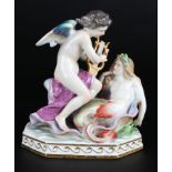 Meissen Figurengruppe Amor mit Nixe, Amor with mermaid,