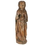 Heilige Barbara, Frankreich 16./17. Jahrhundert, wooden figure of a saint, probably France 16th cen