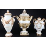 3 große Amphoren / Deckelvasen, 3 large amphorae / vases,