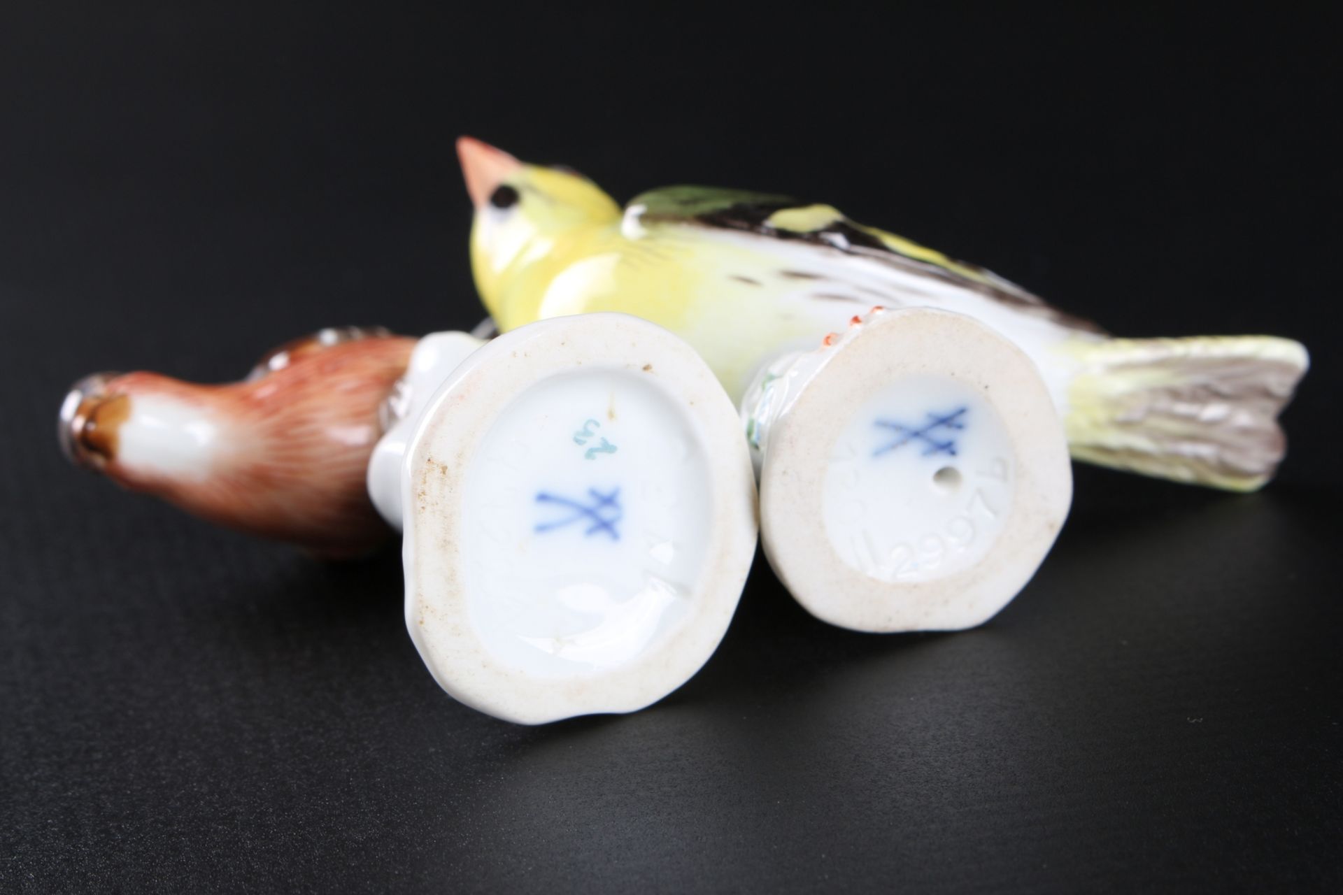 Meissen Zeisig und Buchfink, porcelain bird siskin and chaffinch, - Image 7 of 7