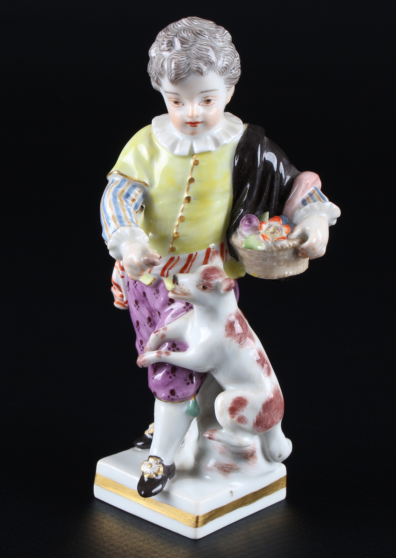 Meissen Gärtnerkind mit Hund, gardeners child with dog,