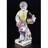 Meissen Gärtnerkind mit Hund, gardeners child with dog,