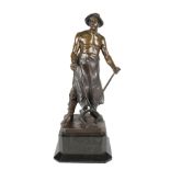 A. Lagarde Bronze Eisenbahnarbeiter, bronze sculpture railroad worker,