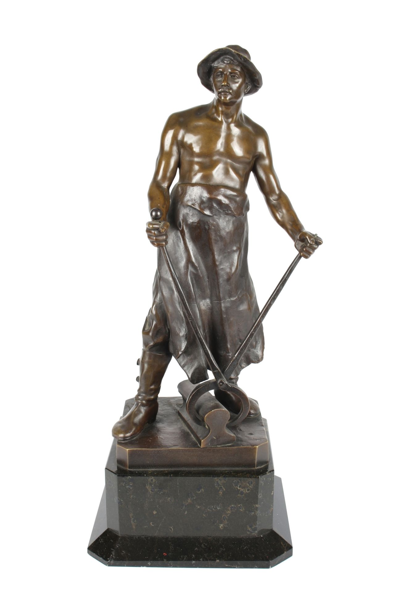 A. Lagarde Bronze Eisenbahnarbeiter, bronze sculpture railroad worker,