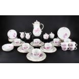 Meissen Kaffeeservice für 12 Personen Camaieu Purpur Blumenmalerei, coffee service,