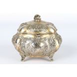 800 Silber Deckeldose / Zuckerdose Adam Manns & Sohn, art nouveau silver box,