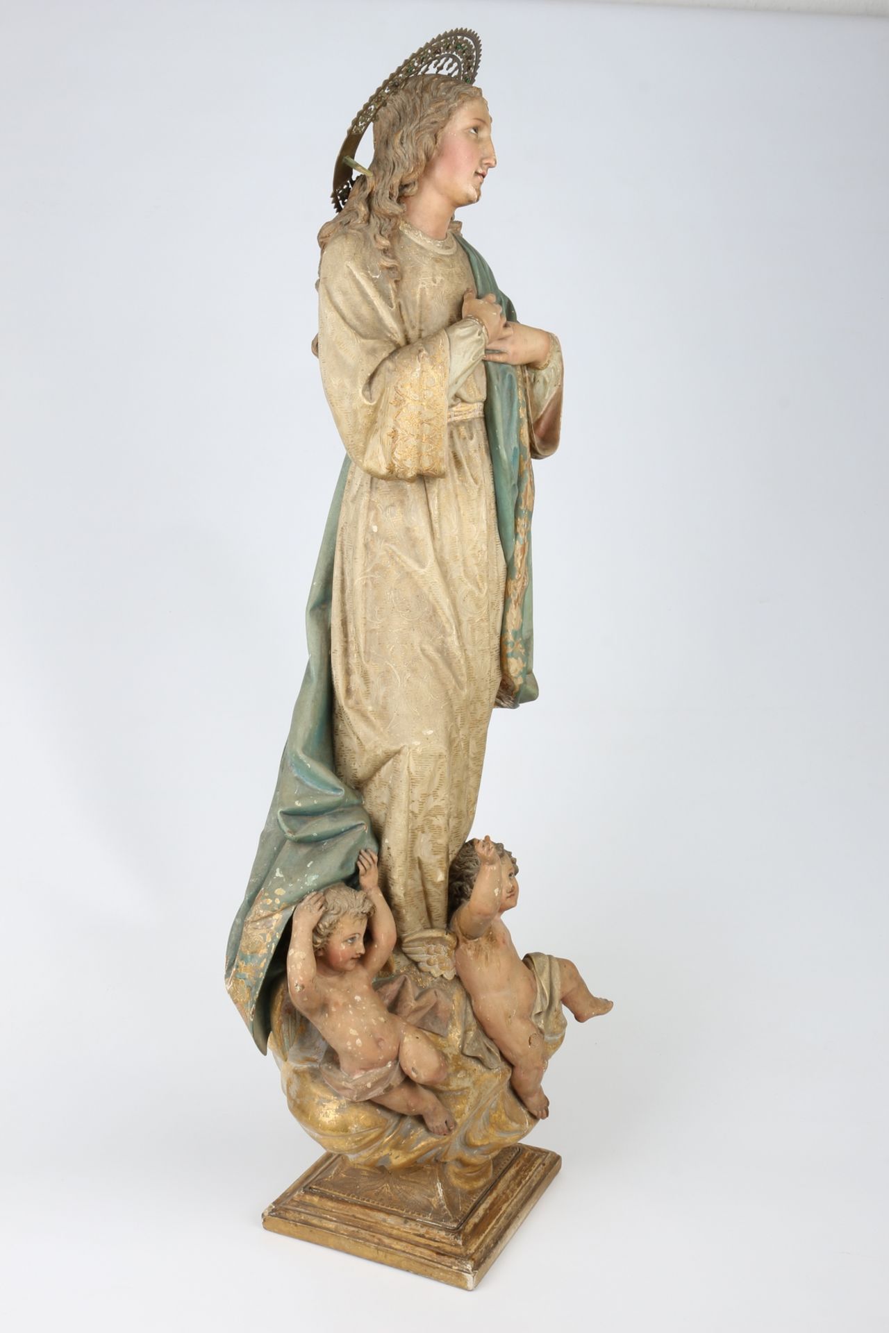Heiligenfigur 19. Jahrhundert, Jesus Christus, Holy Jesus Christ figure, - Image 2 of 6