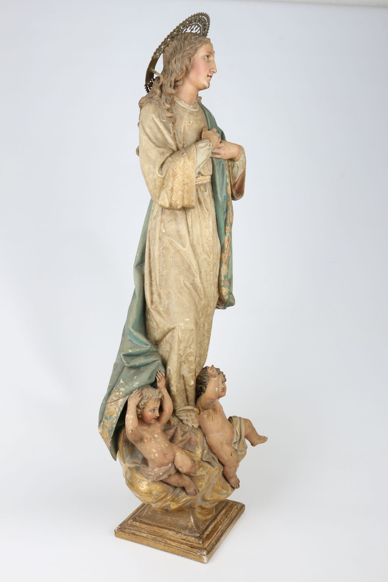 Heiligenfigur 19. Jahrhundert, Jesus Christus, Holy Jesus Christ figure, - Bild 2 aus 6