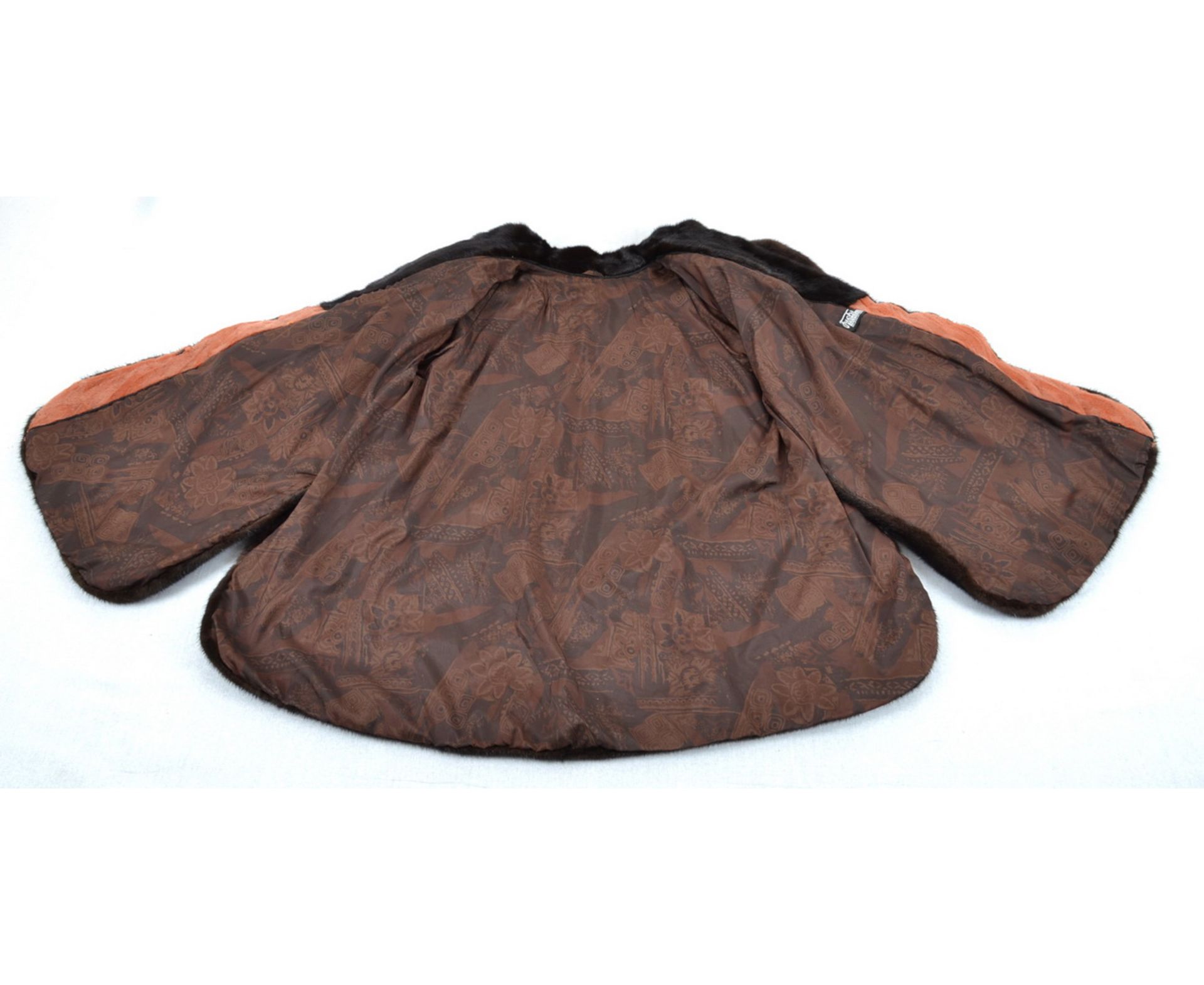Nerzjacke Lachs farbig mit dunkel braunen Nerz Gr.46/48, mink jacket salmon colored with dark brown - Image 10 of 10