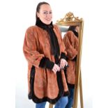 Nerzjacke Lachs farbig mit dunkel braunen Nerz Gr.46/48, mink jacket salmon colored with dark brown