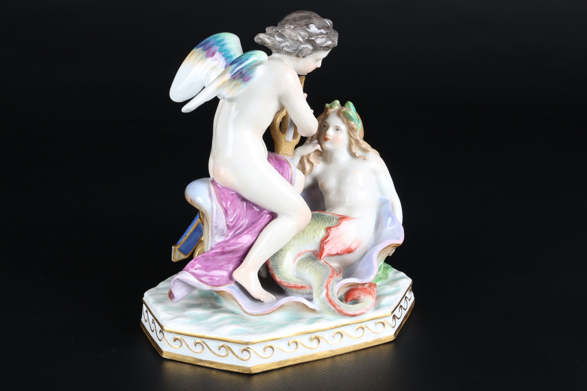 Meissen Figurengruppe Amor mit Nixe, Amor with mermaid, - Image 5 of 7