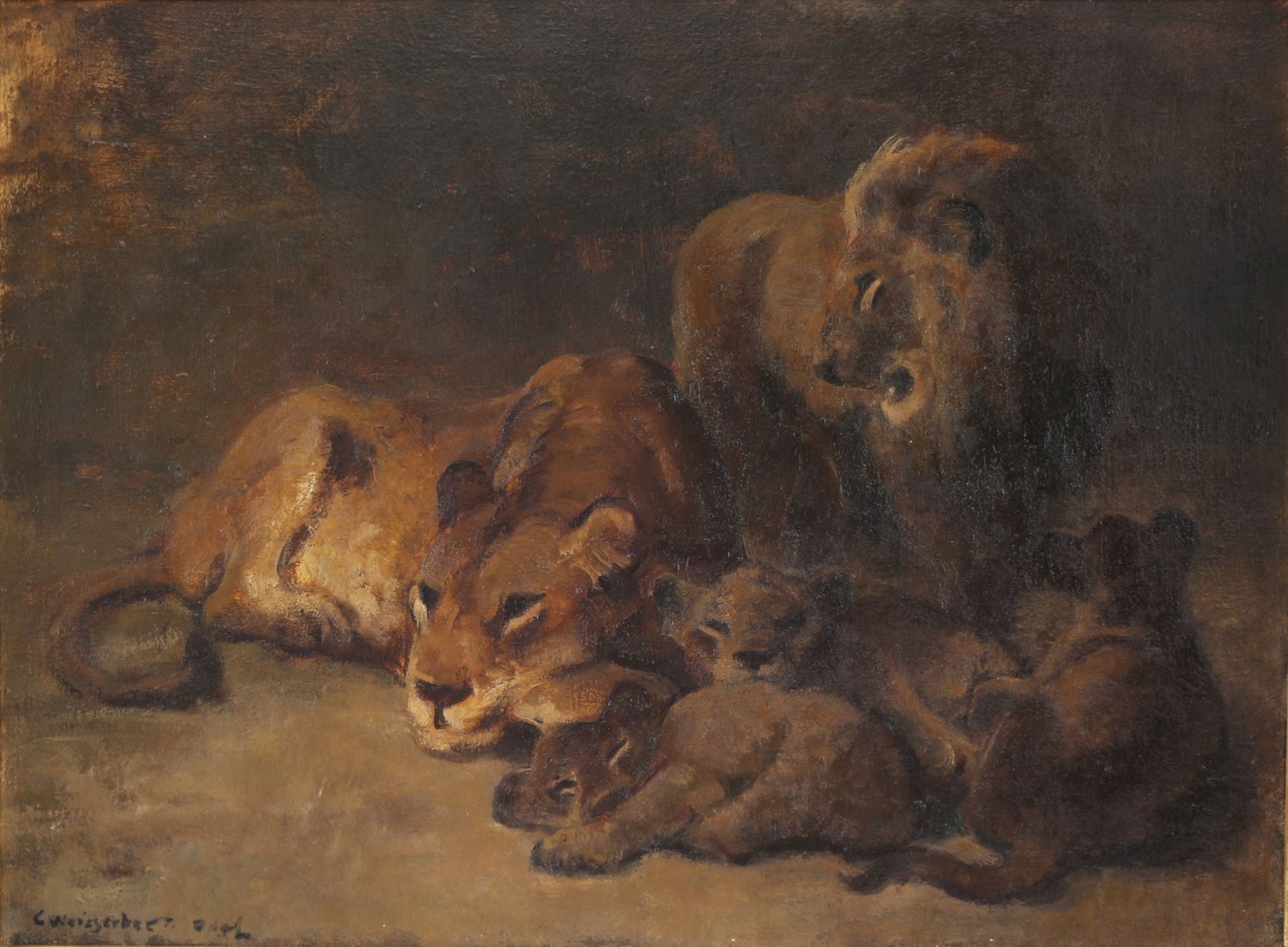 Carl Weisgerber (1891-1968) Löwenfamilie,