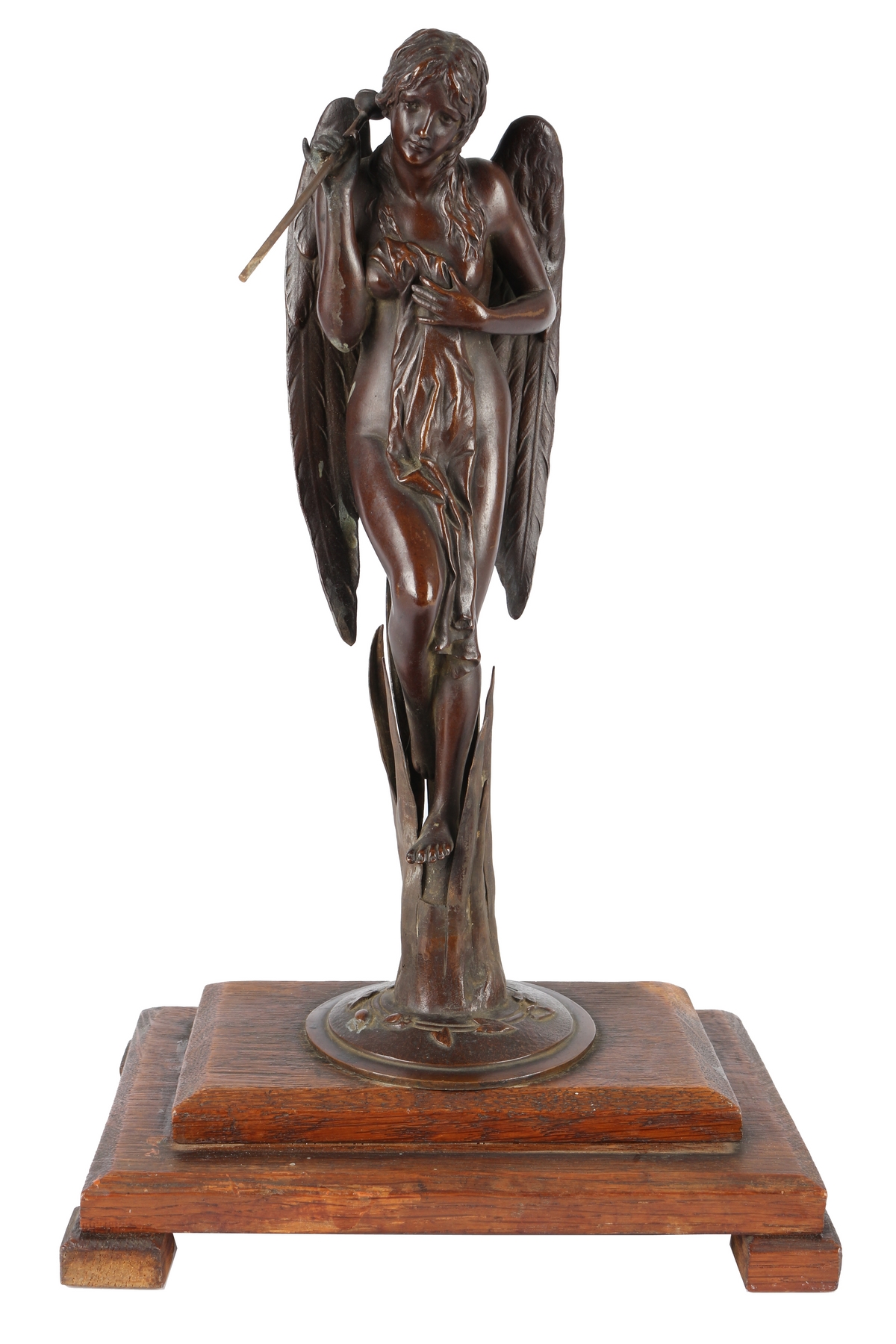 Bronze Engel mit Fanfare um 1900, bronce angel with trumpet around 1900,