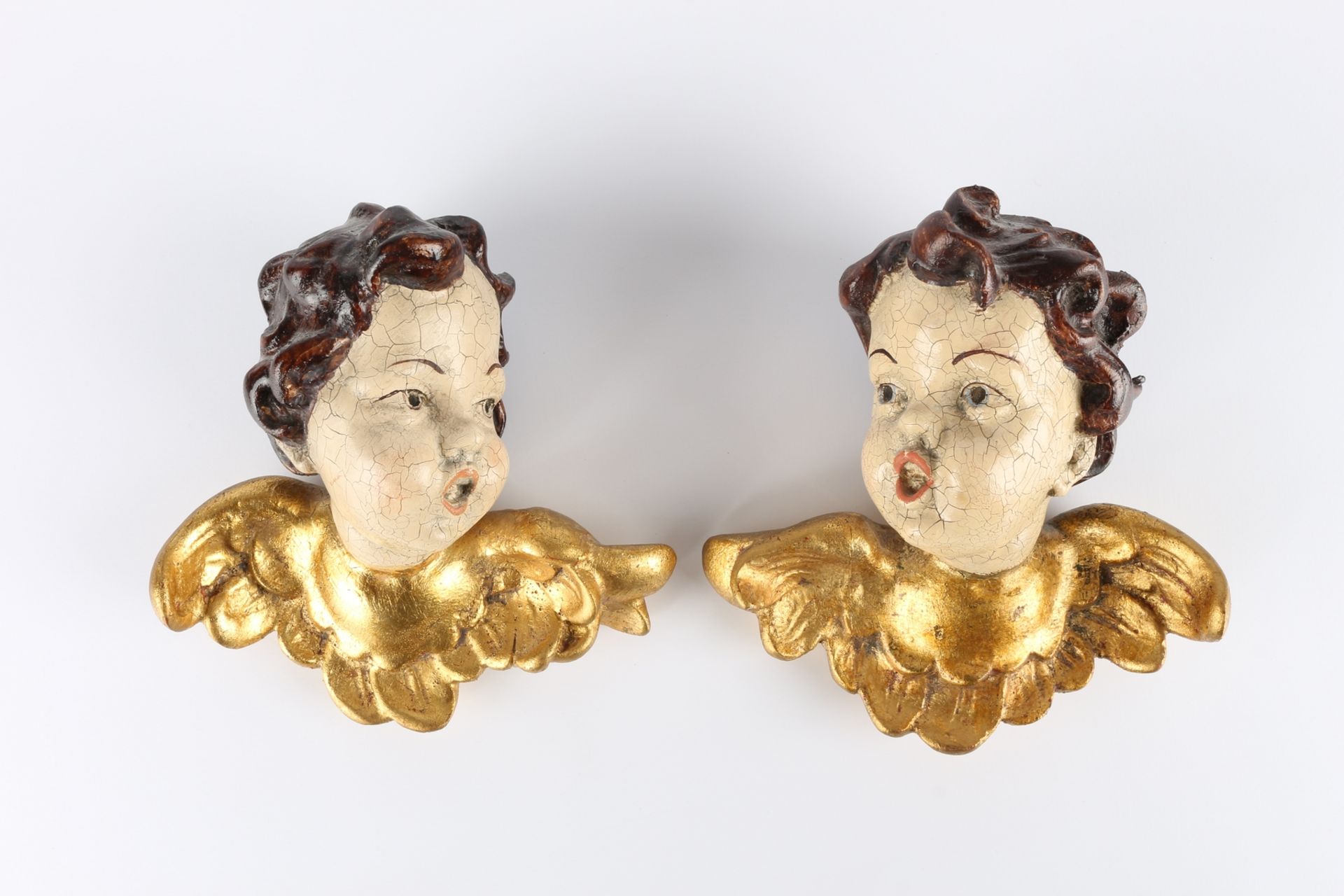 Konvolut von 6 Holz Cherub - Engel im Barockstil, lot of 6 wooden cherubs - angels, - Image 3 of 5