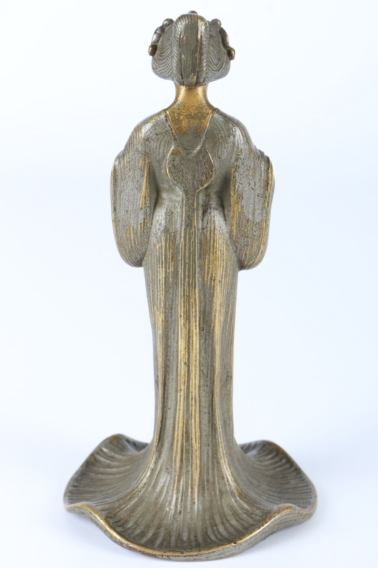 Bronze Frau mit Blumen, Jugendstil um 1900, art nouveau bronze figure, - Image 3 of 5