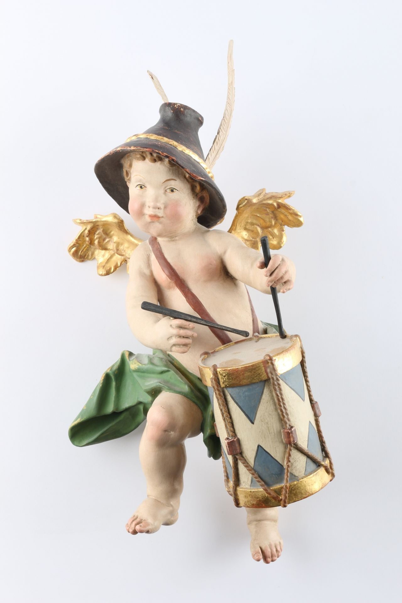 3 große Holz Putten - Engel in bayerischer Tracht, 3 large wooden putti - angels in traditional bava - Image 4 of 5