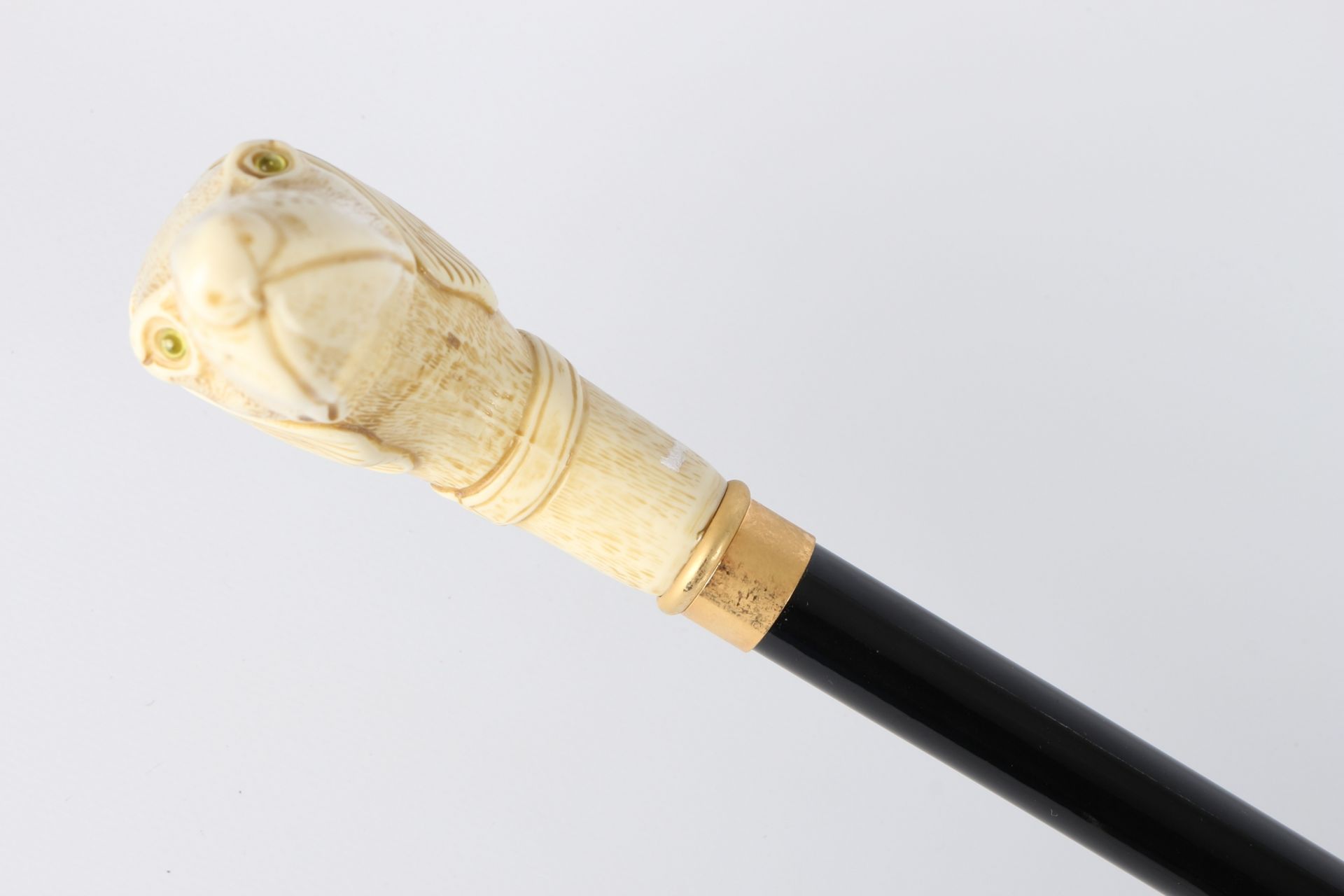 Spazierstock mit Elfenbein Hundekopfgriff um 1900, walking cane ivory around 1900, - Image 2 of 4