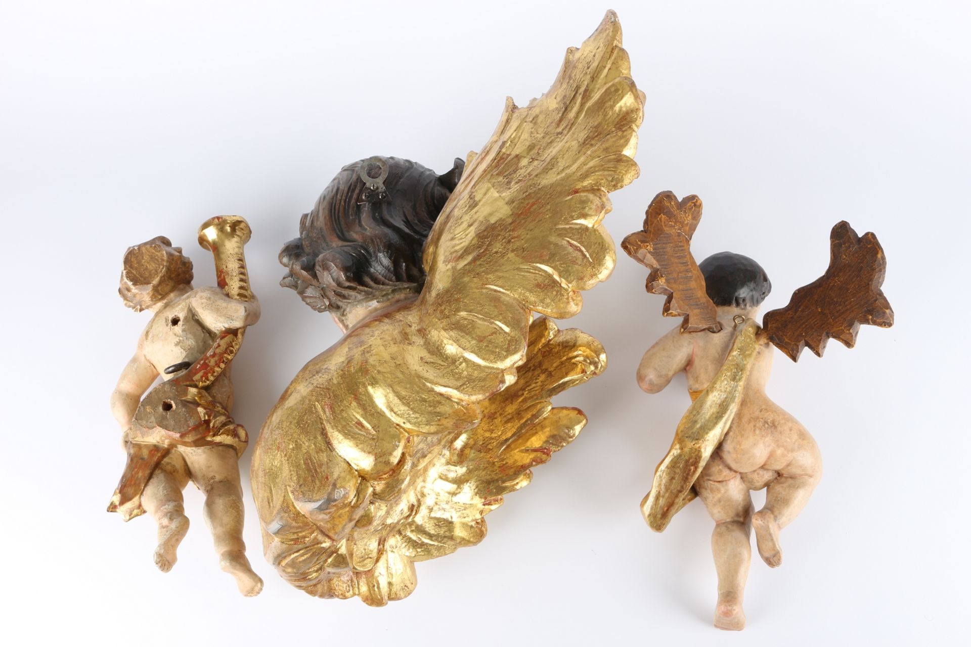 Großer Holz Cherub - Engel und 2 Putten, large wooden cherub - angels and 2 putti, - Image 5 of 5