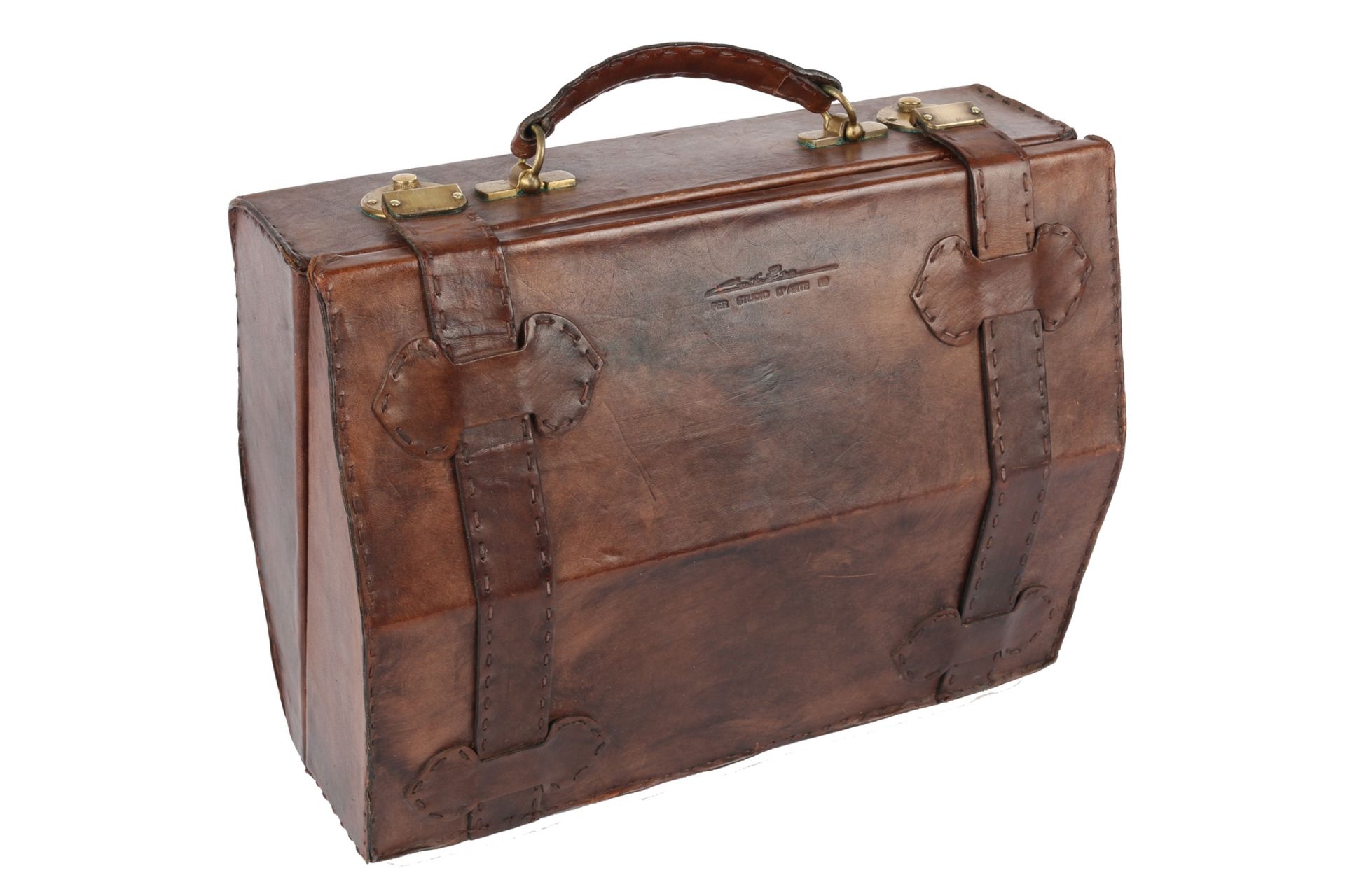 Italienischer Design-Lederkoffer, italian vintage leather suitcase,
