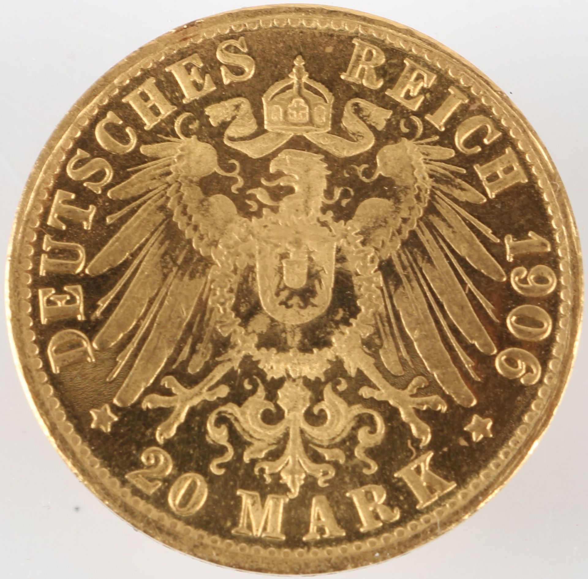 20 Mark Goldmünze 1906 A Wilhelm II. Kaiserreich Preussen, gold coin, - Bild 2 aus 2