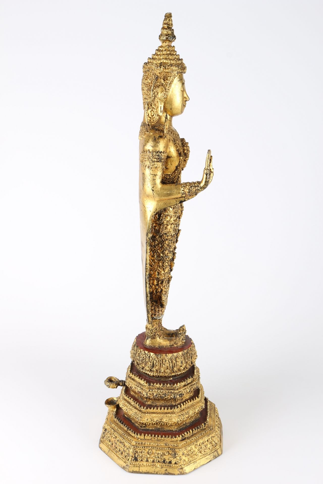 Thailand Bronze stehender Bronze Buddha, bronze standing buddha sculpture, - Image 4 of 5