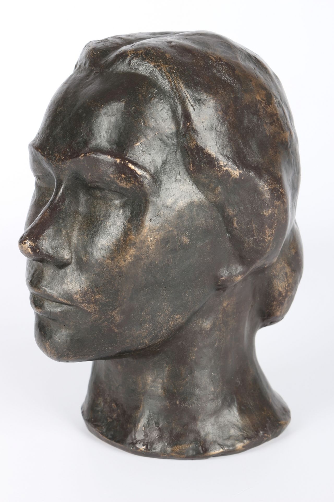 Bronze weilblicher Kopf, bronze female head, - Image 3 of 6