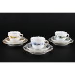 Meissen Hofdrache Reich 3 Mokka Kaffeegedecke, mocha coffee cups,