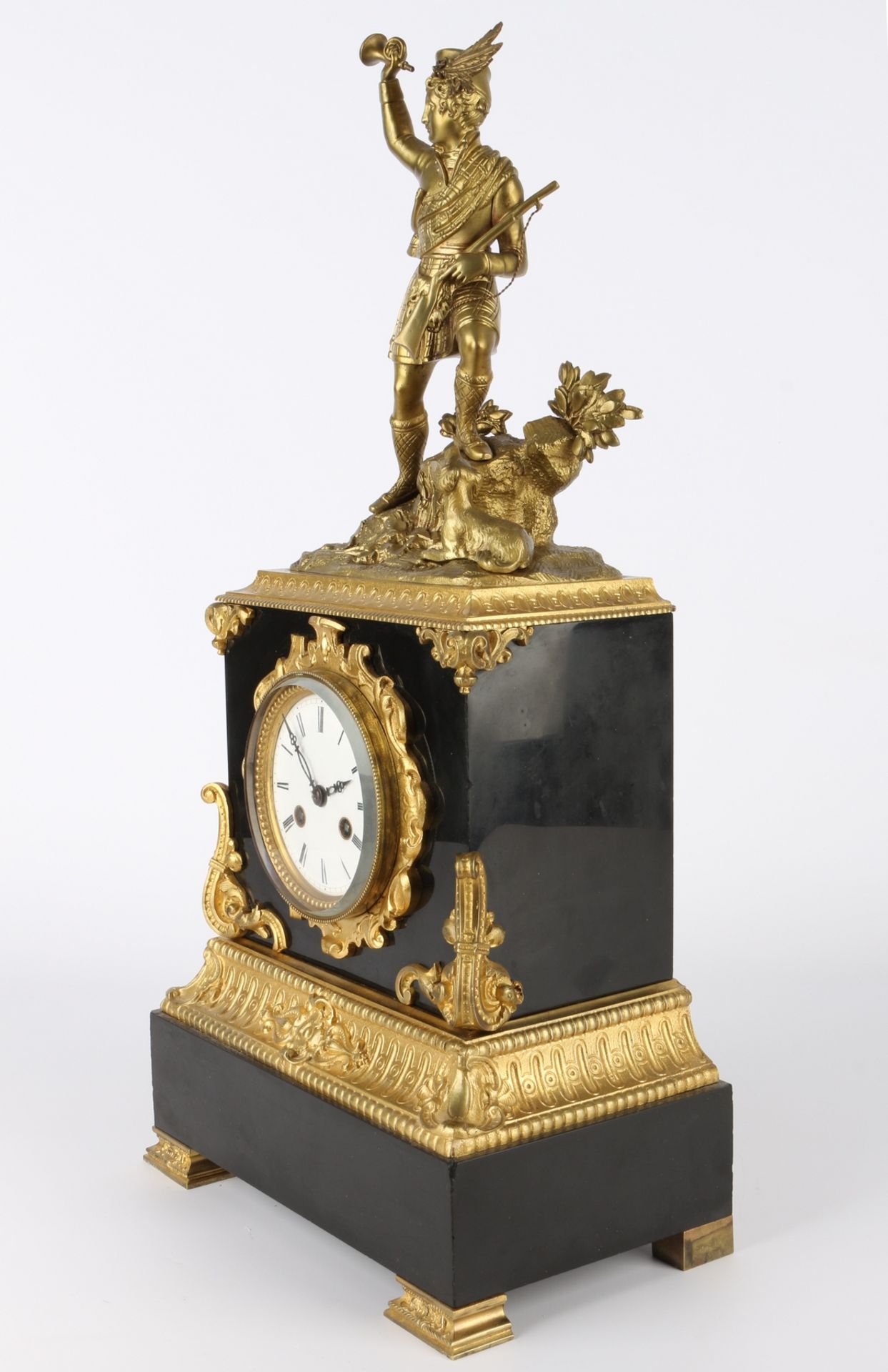Bronze Figuren-Pendule / Kaminuhr Frankreich 19. Jahrhundert, french mantel clock 19th century, - Image 4 of 6