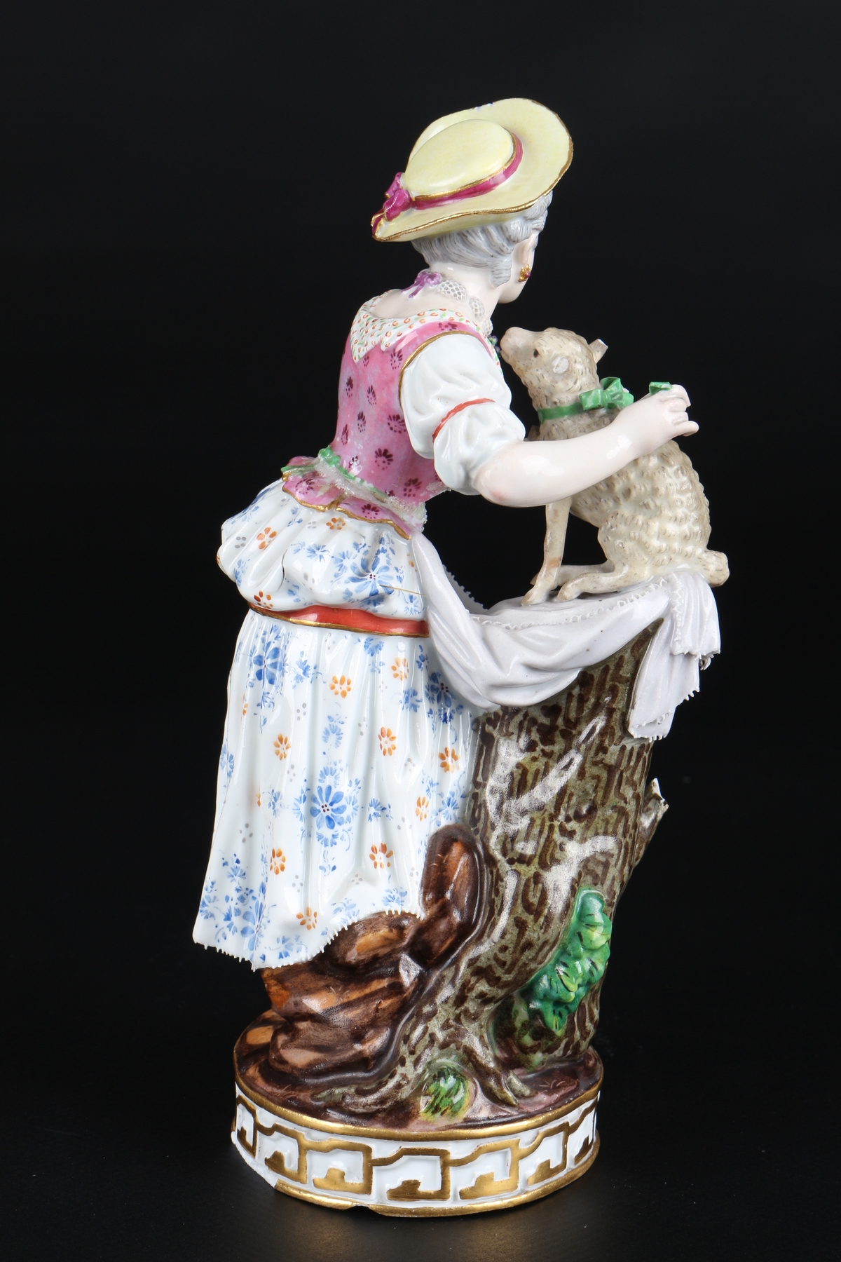 Meissen Mädchen mit Lamm, girl with lamp, - Image 4 of 6