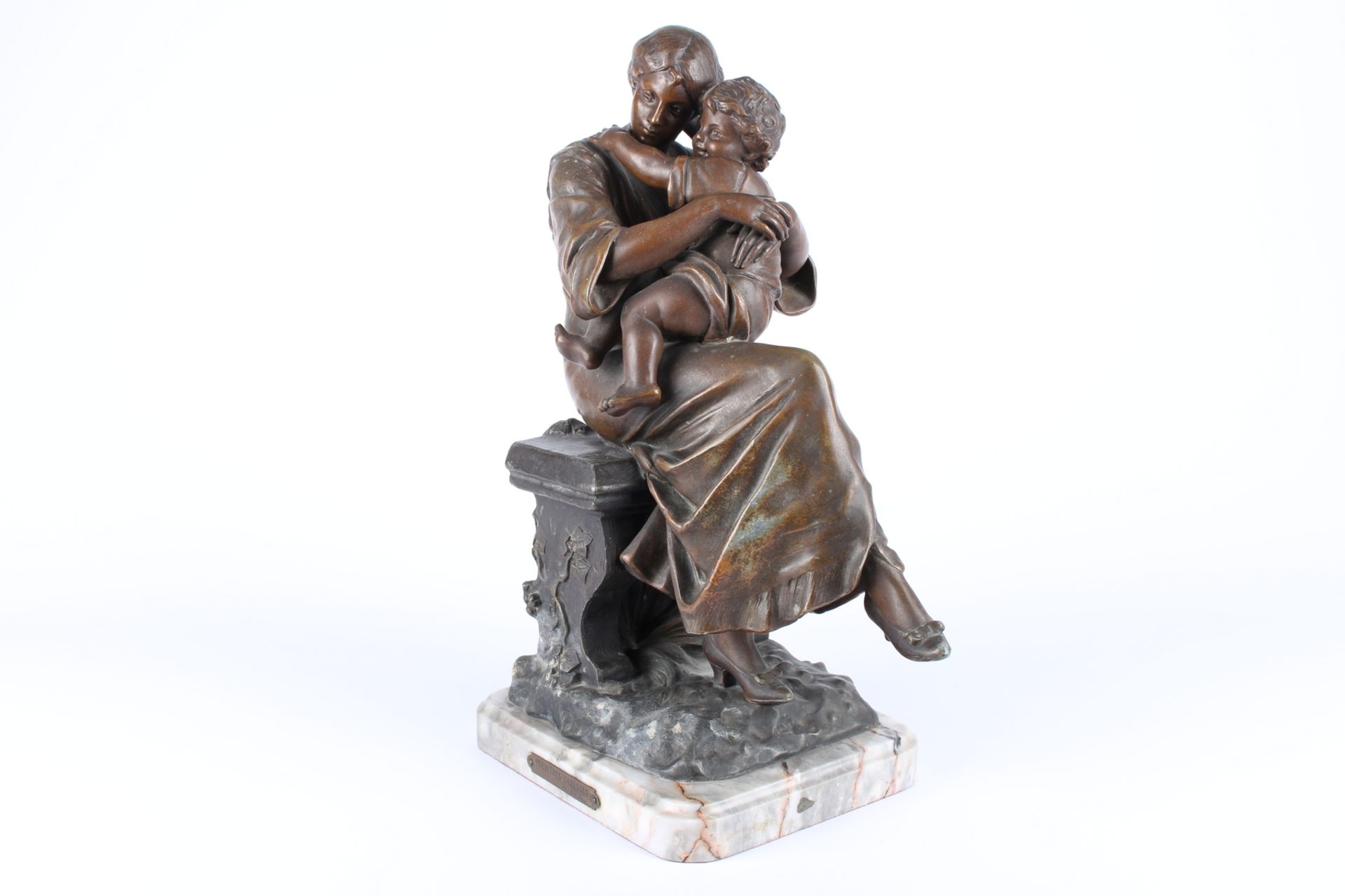 A.J. Scotte (1885-1905) Figur Premiere Caresses - Mutter mit Sohn, bronze sculpture, - Image 2 of 7